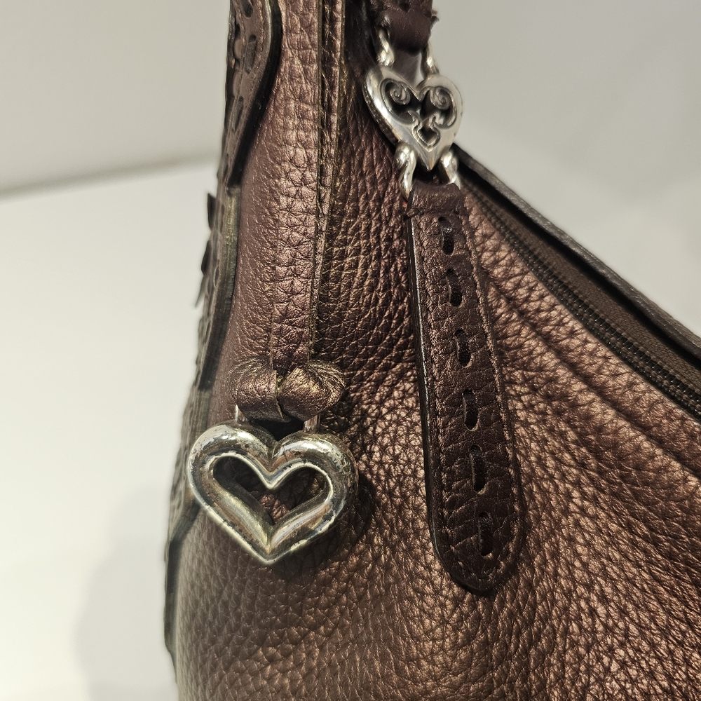 Brighton Nikki Masterpiece Bronze Leather Embellished Leather Hobo Shoulder Bag - Picture 15 of 16